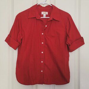 Talbots Petites Red Short Sleeve Button Down Shirt